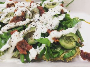 Raw Pizza from the raw food menu  at Margaret River Juice Company in Margaret River