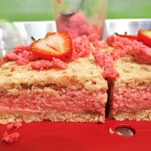 Raw coconut and strawberry slice  at Margaret River Juice Company in Margaret River