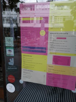 Menu at Sajoer in Rotterdam