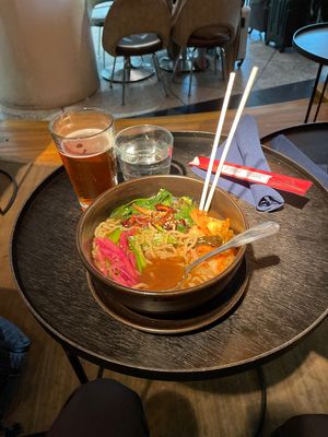 Shoyu ramen minus the egg  at DEN - Root Down - TC in Denver