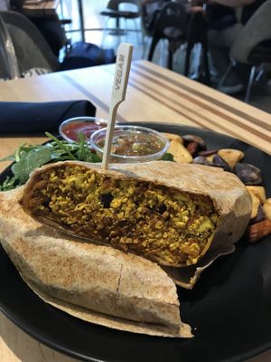 Breakfast burrito (requested vegan) very filling. Aight flavor. Glad they have it    at DEN - Root Down - TC in Denver