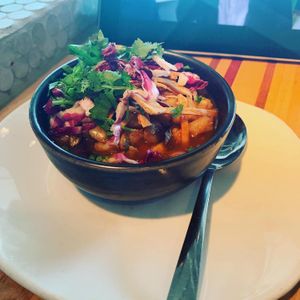 Vegan pozole  at DEN - Root Down - TC in Denver