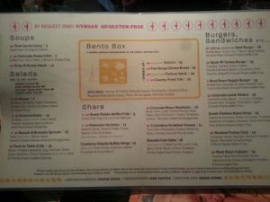 menu with clear vegan options at DEN - Root Down - TC in Denver