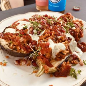 Filled eggplant with rice  at Kruemelkueche in Duisburg