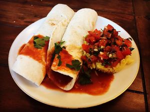 Taco-Cerveza mit gelbem Reis at Kruemelkueche in Duisburg