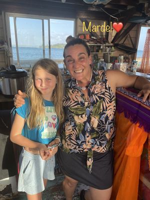 My kiddo with the owner, Mardel.  at Mukunda and Arts in Bocas Del Toro