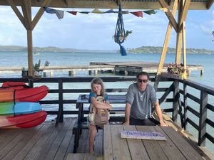 Hungry vegan travelers...  at Mukunda and Arts in Bocas Del Toro
