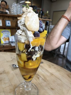 Mango parfait: vegan and delicious  at Cafe Bonheur in Tanabe