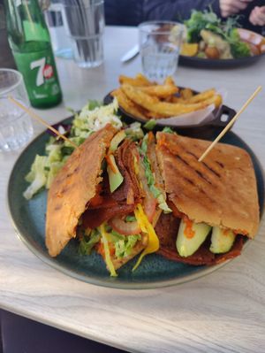 Vegan pastrami sandwich at GOTT in Vestmannaeyjar