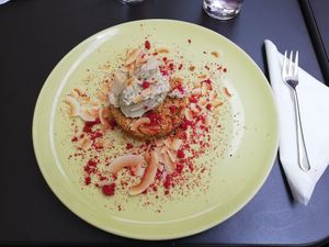 Carrot cake with lemon frosting. Also looked and tasted amazing. at Moyome in Krems An Der Donau