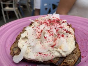 Bread with banana spread at Moyome in Krems An Der Donau