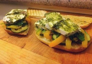 Made awesome sandwiches with vromage's pesto mozzarella at Vromage Dairy-Free Cheese Shop in West Hollywood