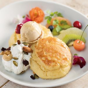 Heavenly Vegan Pancakes — our signature dish since 2009 at AIN SOPH.SENDAI in Sendai