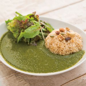 Vegan green curry with brown rice at AIN SOPH.SENDAI in Sendai