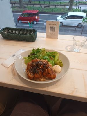Rice and teriyaki vegan fried chicken at AIN SOPH.SENDAI in Sendai