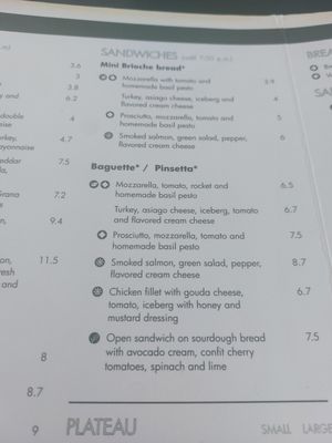 Menu sandwich at Café Canal in Athens