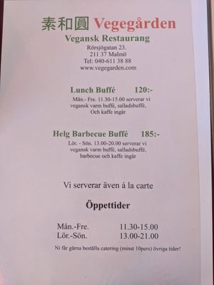 Menu 1 at Vegegården in Malmo