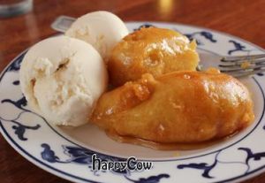 Fried banana with vanilla ice cream...Tastes like heaven. at Vegegården in Malmo