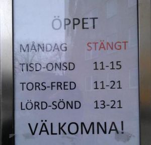 Opening hours at Vegegården in Malmo