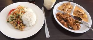 Two choise dish with rice at Vegegården in Malmo