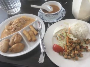 Lunch combo of two dishes. Massaman and fried mix.  at Vegegården in Malmo
