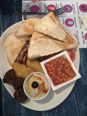 Big falafel breakfast at The Old Hardware Shop in Liverpool