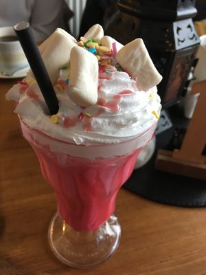 Strawberry milkshake ? (with extra marshmallows!)  at The Old Hardware Shop in Liverpool
