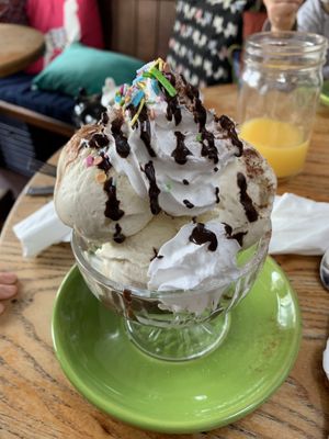 Ice cream with chocolate  sauce at The Old Hardware Shop in Liverpool