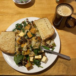 The whole meal at Notchtop Bakery and Cafe in Estes Park