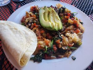 Tasty vegan hash at Notchtop Bakery and Cafe in Estes Park