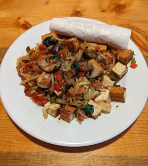 Veggie hash with corn tortillas. at Notchtop Bakery and Cafe in Estes Park