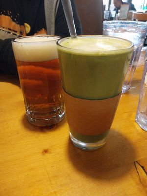 lavender matcha latte (w/almond milk) at Notchtop Bakery and Cafe in Estes Park