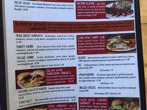 Part of the large menu  at Notchtop Bakery and Cafe in Estes Park