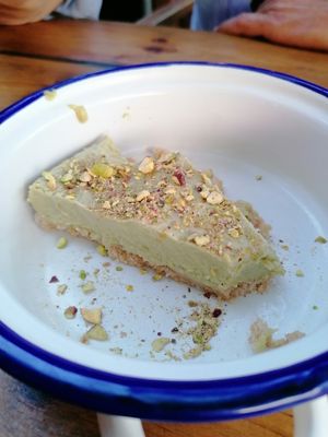 Lime and avocado cold cake at Ona Beach Bar in Roses