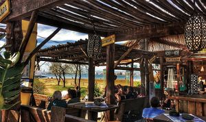 Terrace at the beach at Ona Beach Bar in Roses