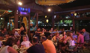 Terrace at the beach at Ona Beach Bar in Roses