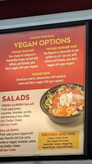 Additional vegan options at Ben's Chili Bowl in Washington