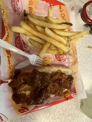 Vegan chili dog  at Ben's Chili Bowl in Washington
