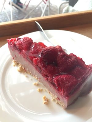 “no cheese” cake  at Eugens Bio Cafe Restaurant in Konstanz