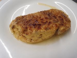 Torrija con salsa de naranja at Km.0 in San Sebastian