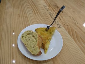 Pincho de tortilla vegana at Km.0 in San Sebastian