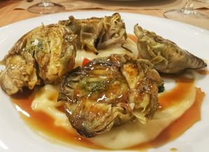 Verduras con puré de patata at Km.0 in San Sebastian