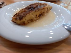 Torrija vegana a la naranja incluida en el menú at Km.0 in San Sebastian