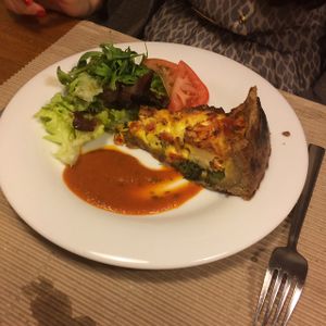 vegetarian quiche  at Km.0 in San Sebastian