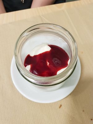 Cheese cake dessert at Km.0 in San Sebastian