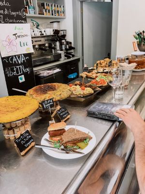 Selection of vegan pintxos at Km.0 in San Sebastian