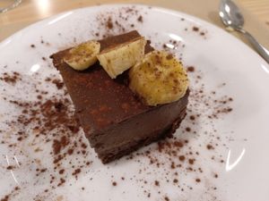Dessert / day 2 / chocolate + banana cake at Km.0 in San Sebastian