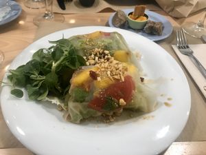 Vietnamese salad starter - fresh, tasty and well presented. at Km.0 in San Sebastian