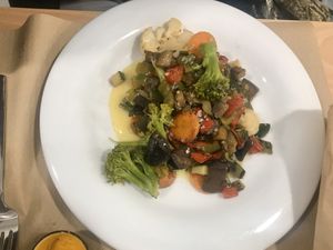 Roasted vegetables starter - tasty! at Km.0 in San Sebastian