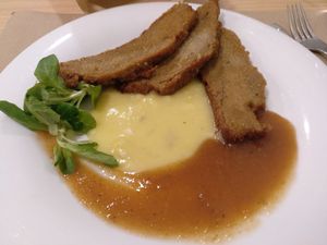 Main course / Seitan schnitzels at Km.0 in San Sebastian